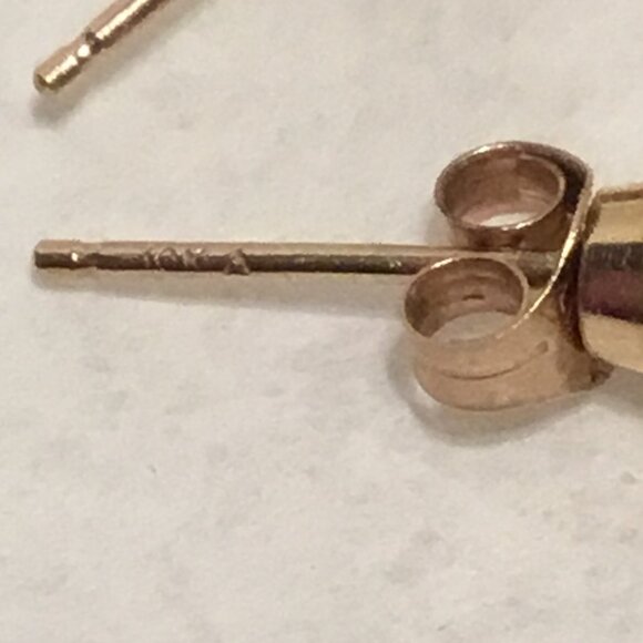 Vintage & very lovely 10K gold & sapphire stud earrings - Picture 6 of 10